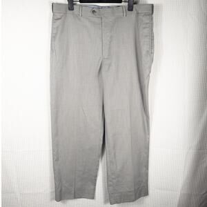 Roundtree & Yorke Easy Care Dress Pants 38x30 Light Gray Flat Front Polyester